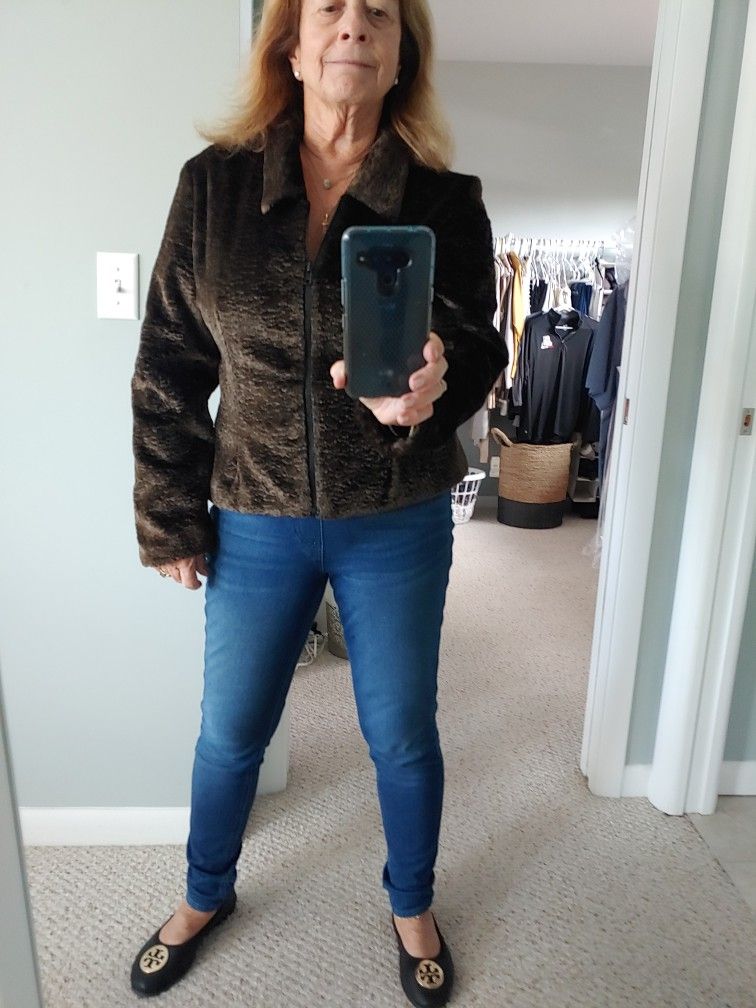 MonikanTurtle Brown Faux Fur Jacket, Size L