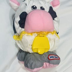 Little Tikes Nylon Puffalump Style Cow Stuffed Plush Vintage 1993 