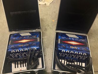 Giovanni & Fever Blue Piano Accordions with Cases – Lot of 2