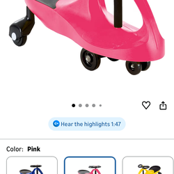 Wiggle Car Ride On Toy - No Batteries, Gears or Pedals - Twist, Swivel, Go - Outdoor Ride Ons for Kids 3 Years and Up by Lil' Rider (Hot Pink)