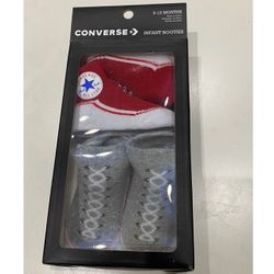 NEW Converse Infant Booties 6-12 Mos 2 Pack: Red & Grey