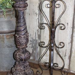 Pair of Large Ornate 24” Old World French Country Candle Holders