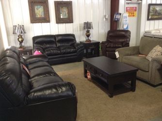 Ashley Leather Sofa & Love Set NEW 3 Colors Free Delivery