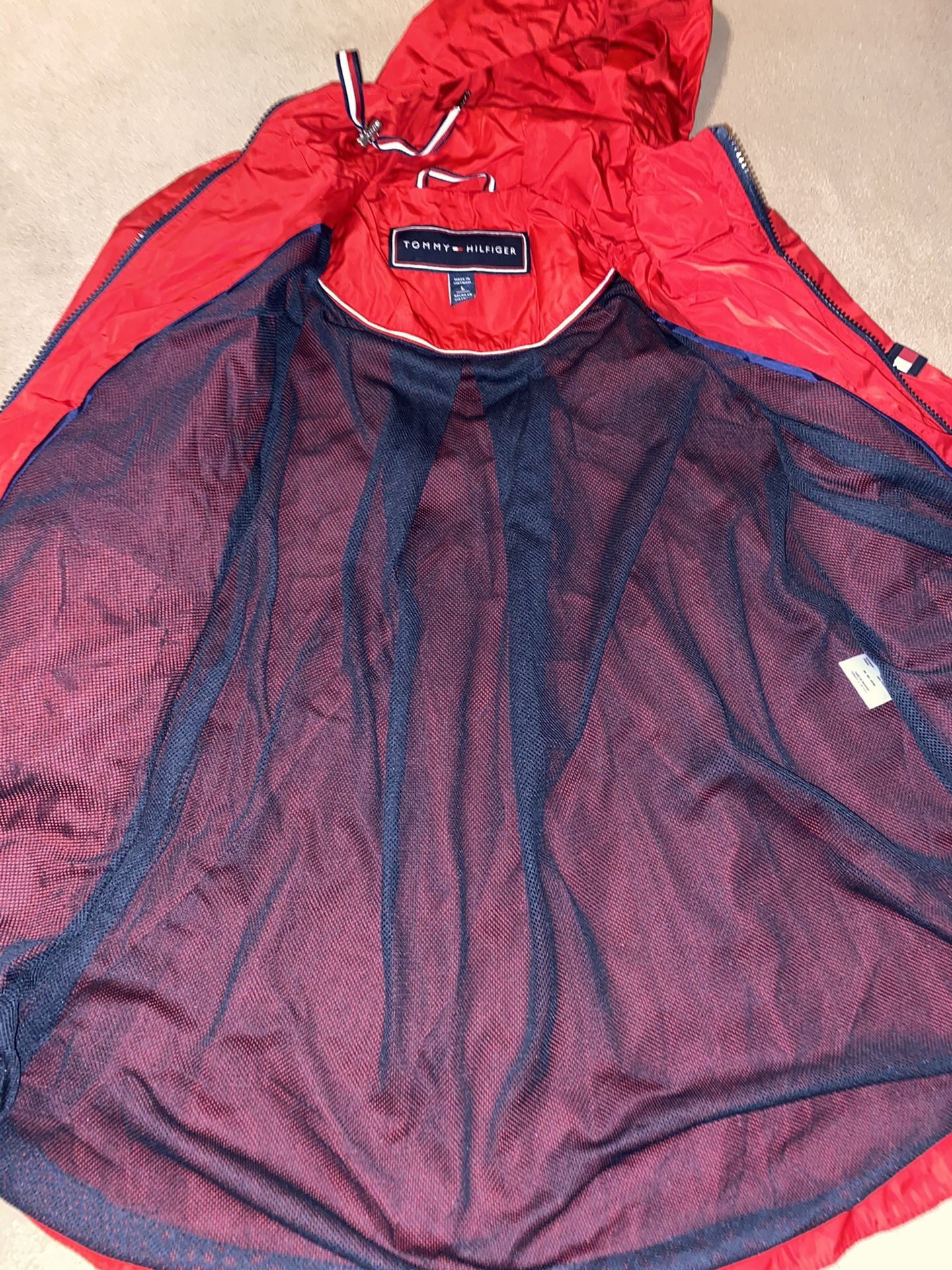 Tommy Hilfiger Ladies' Windbreaker Hoodie Jacket, Red, Large - NEW