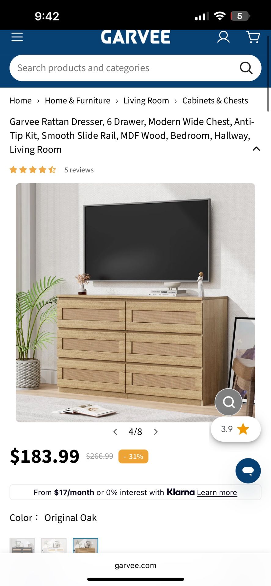 Garvee Dresser Drawer PRICE FIRM