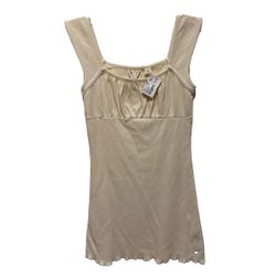NWT Roxy Sirena Mini Dress SZ XS Dew Cream Ivory Ribbed Square Neck Ruched Bust