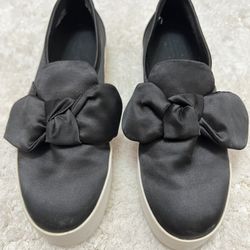 Women Bow Decor Flats, Preppy Black Flat Shoes