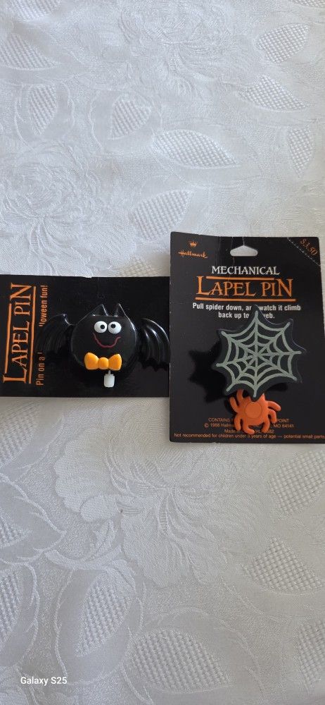 Vintage Hallmark Halloween BOO BAZAR Mechanical Pins/Brooches, Lot Of 2