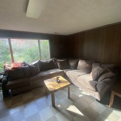 Large brown corner couch