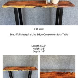 LIVE EDGE MESQUITE CONSOLE OR SOFA TABLE