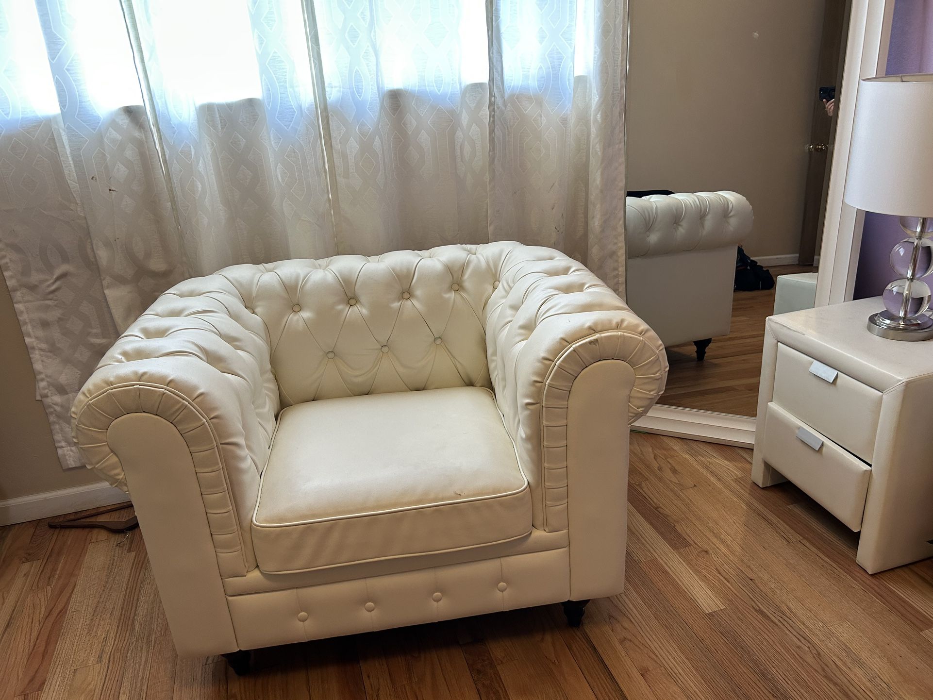 Beautiful White Leather Armchair