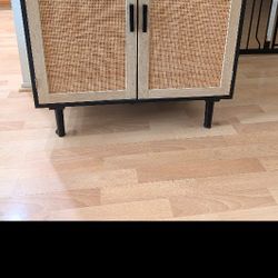 Natural Rattan Black Cabinet 