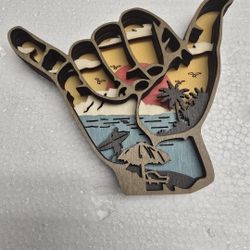 3d Wood Hang Loose Shaka Wall Decor