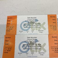 G Easy Concert tickets For Tonight At The Fair ! Great Seats
