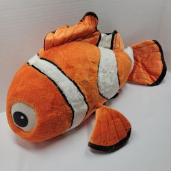 Disney Pixar Finding Nemo Stuffed Animal Clown Fish Plush 16" Orange White Bean