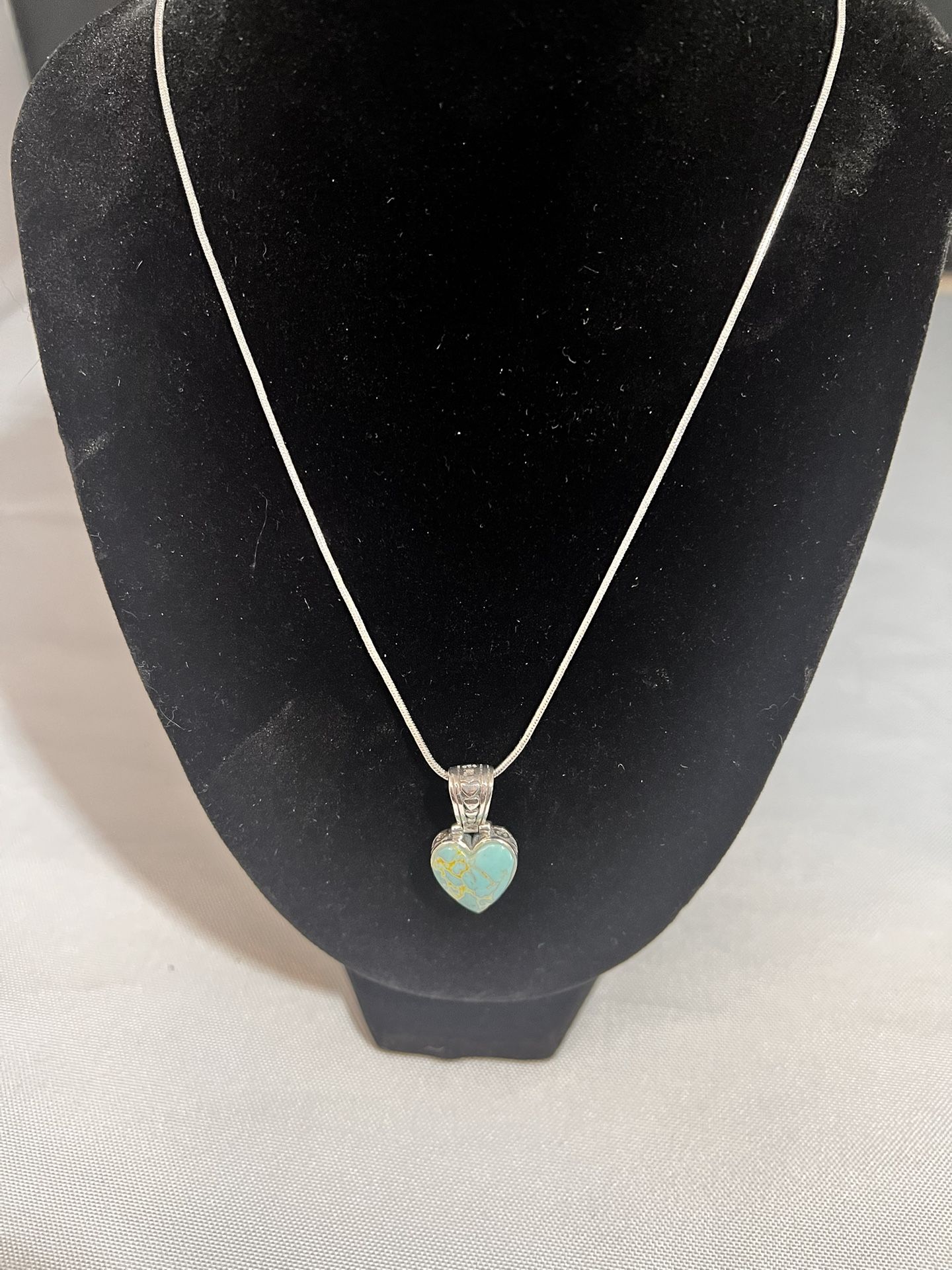 Vintage Italian Sterling Silver Necklace With Turquoise
