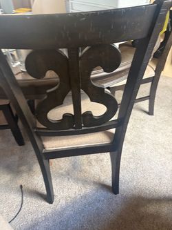 Dark Wood Dining Chair with Upholstered Seat