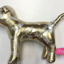 Victoria's Secret Gold VS Pink Dog w/ PINK written on pup RARE NEW Collectable