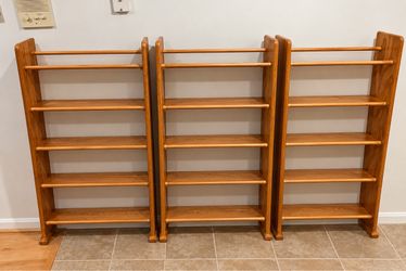 Set of 3 Oak Wood Shelving Units