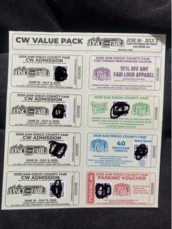 2026 San Diego County Fair Value Pack – 4 Tickets + Parking + 40 Ride Credits
