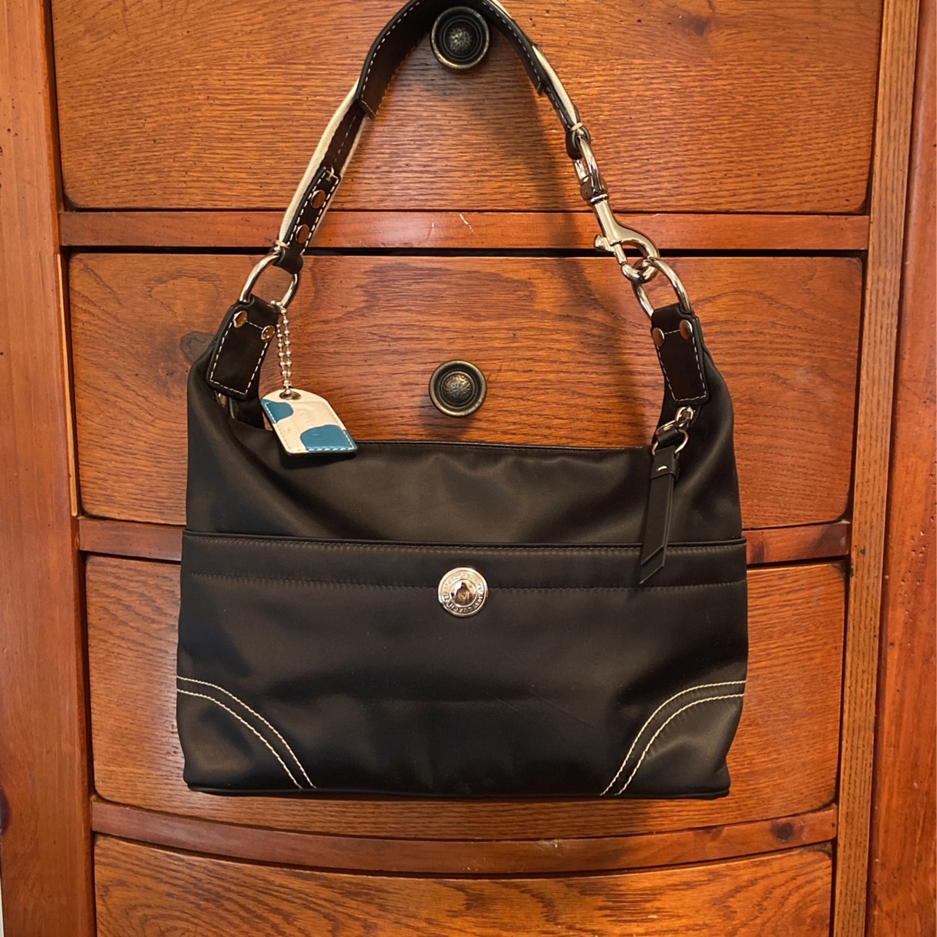 Coach Hampton Black Satin Handbag