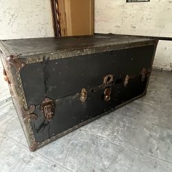 Large Antique  Wardrobe  Trunk