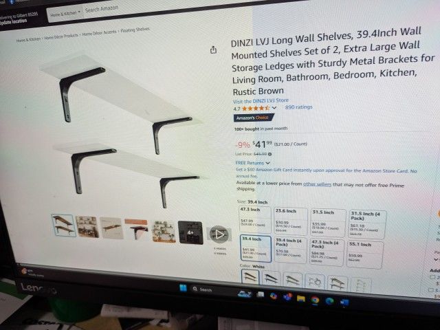 2 Boxes of 2-40" White Wall Shelves