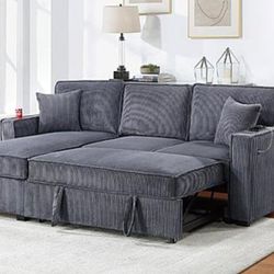 ✅️✅️ Gray  Convertible Sectional W/ Cup Holder & W/ USB Port✅️✅️