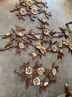 Vintage mid century syroccoFloral Branch Wall Art Set