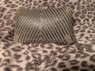 Silver Rhinestone Evening Clutch