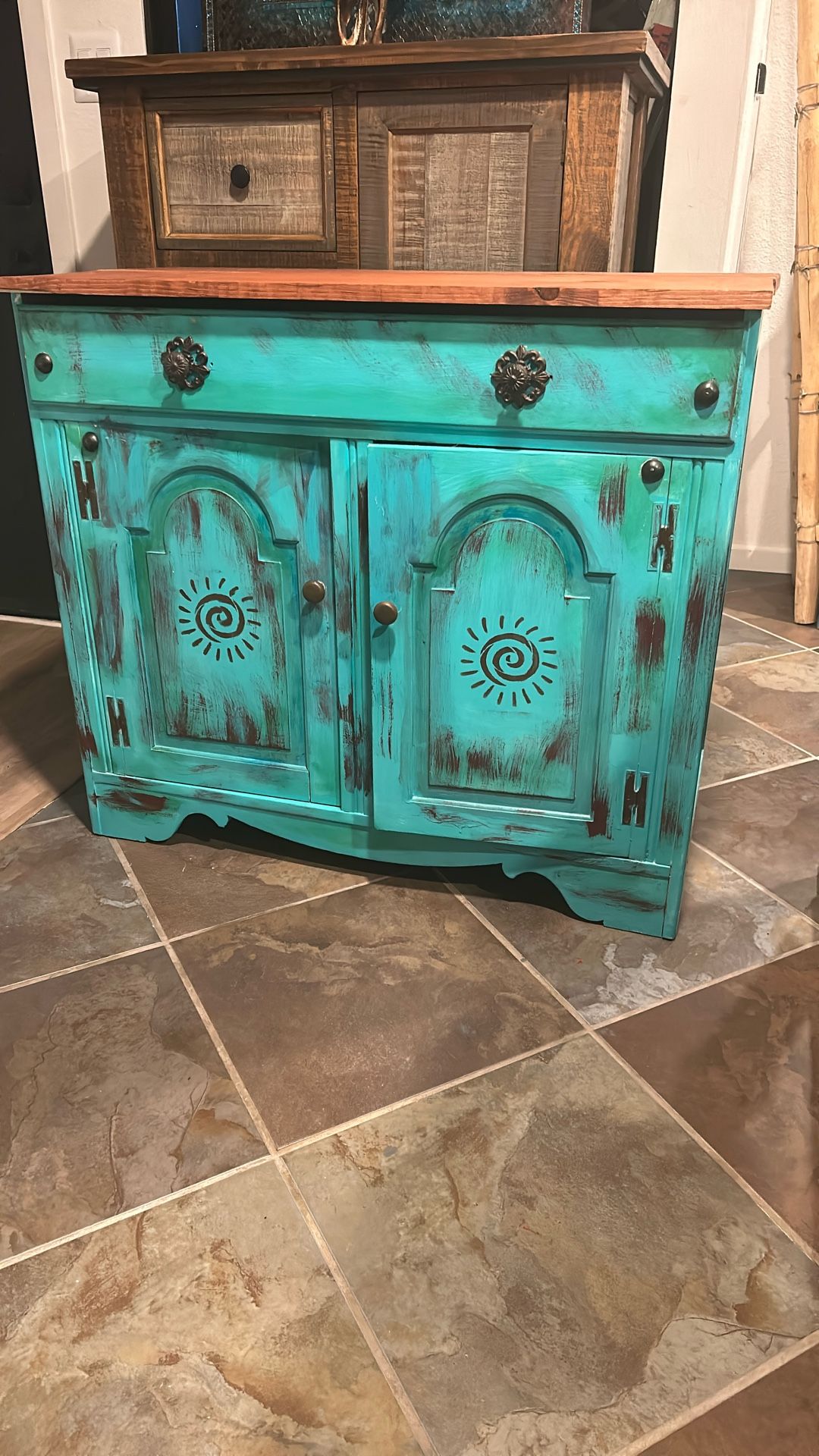 Teal Southwest Cabinet
