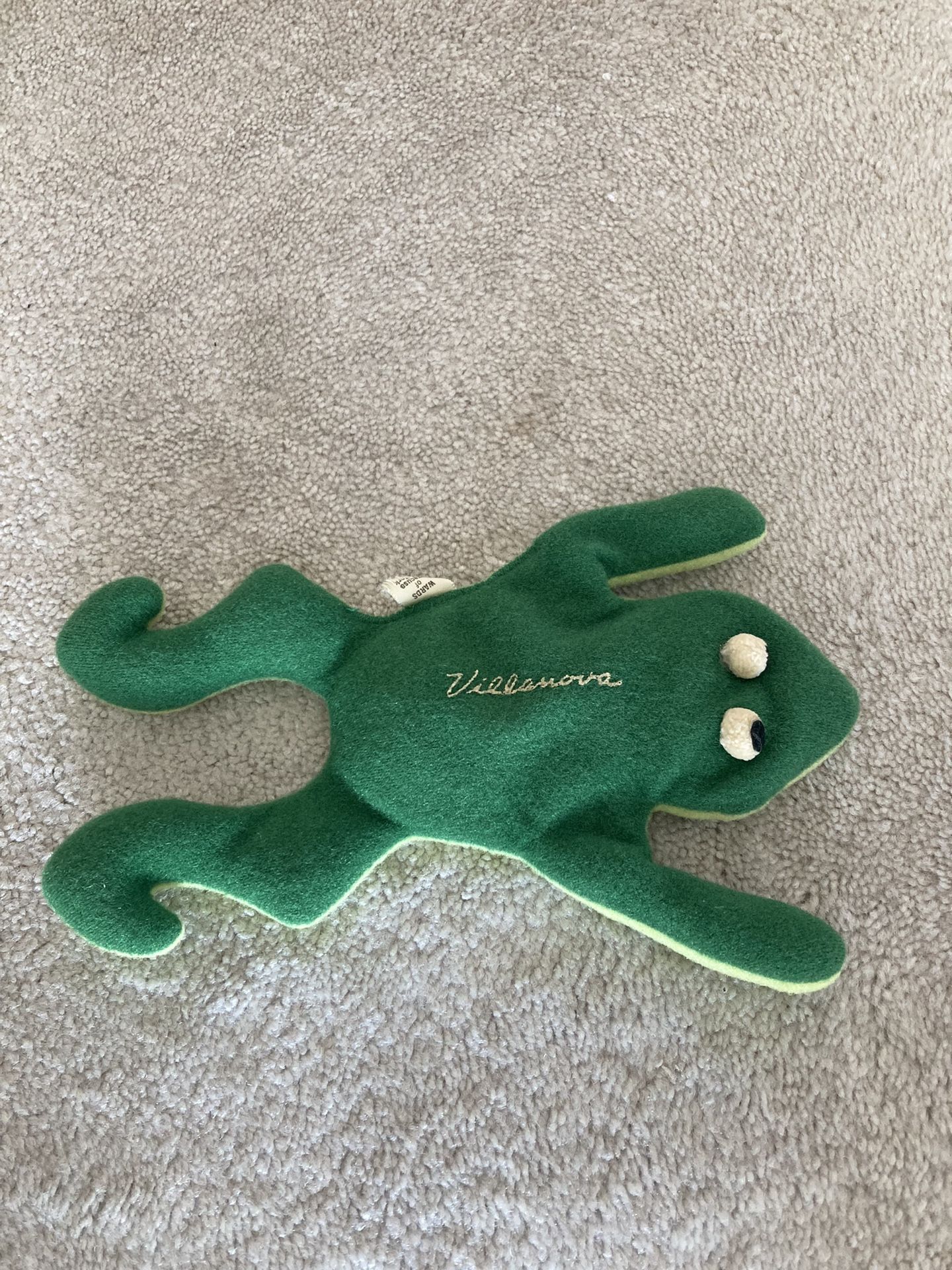 Vintage Bean Bag Green Frog - Villanova University - Length 9”