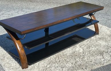 70" TV Stand with Tempered Glass and Wood - Media Center