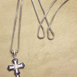 (Price Reduced 4/28/22)Men's Silver Chain and Cross Pendant