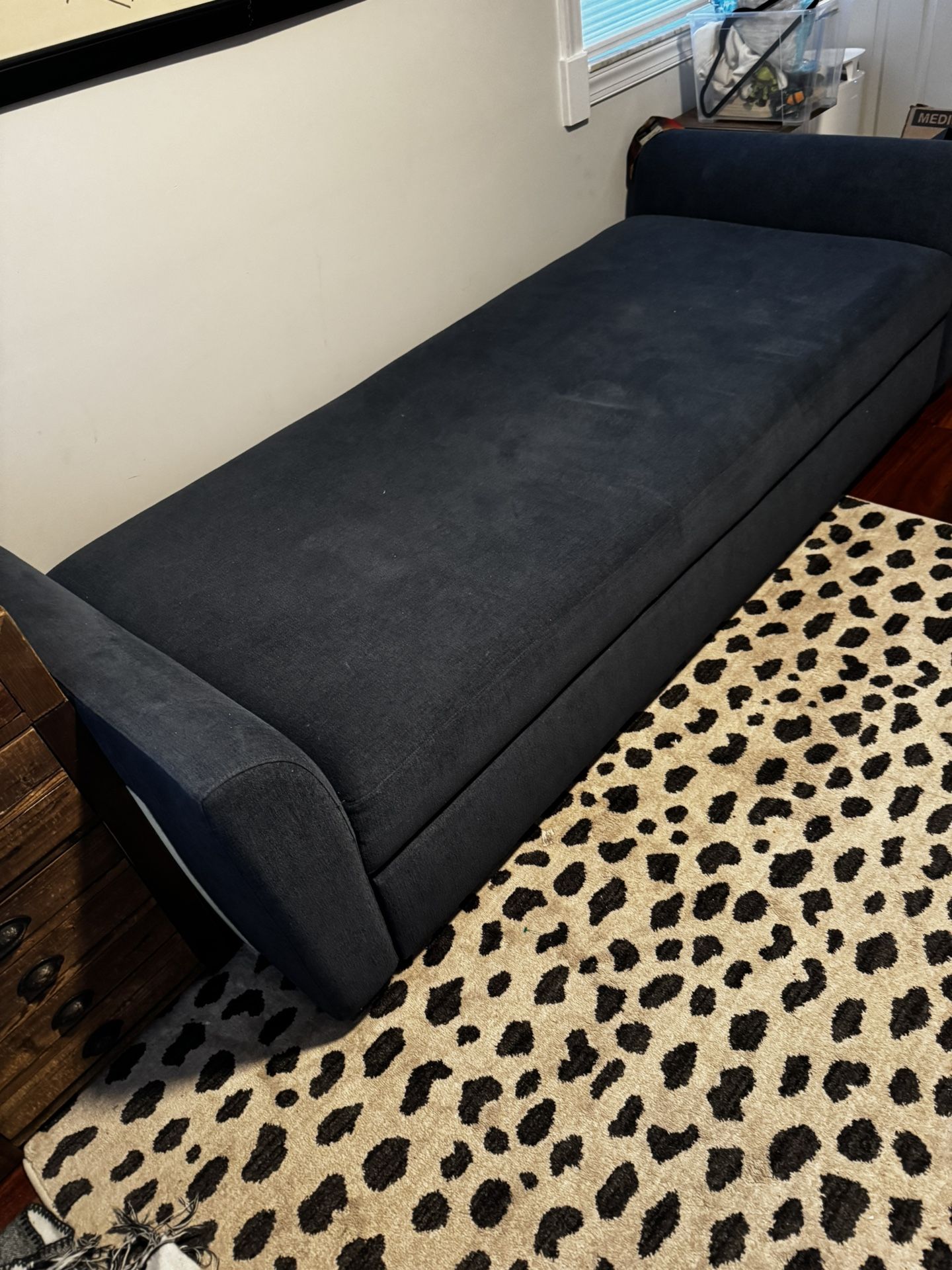 West Elm Daybed In Navy Canvas With A Pull