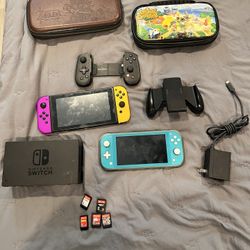 Nintendo Switch, And Switch Lite (5) Games Both Item Have Their Own Charger (2) Case’s. 