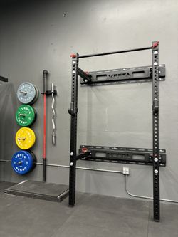 Wall Mount PACKAGE | Wall Mount Rack | Wall Mount Plate Holders | Wall Mount Barbell Holder | Colored Bumper Plate Set 230 lb 🔥 Vesta Fitness