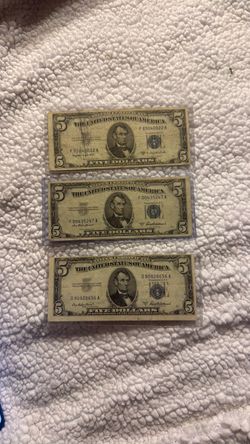1953 $5 silver certificate misaligned $ 40 each