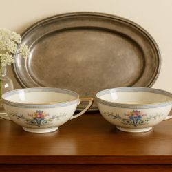 Moritz Zdekauer MZ Czechoslovakia 1920s 2 “Union”Double Handled Bouillon Bowls