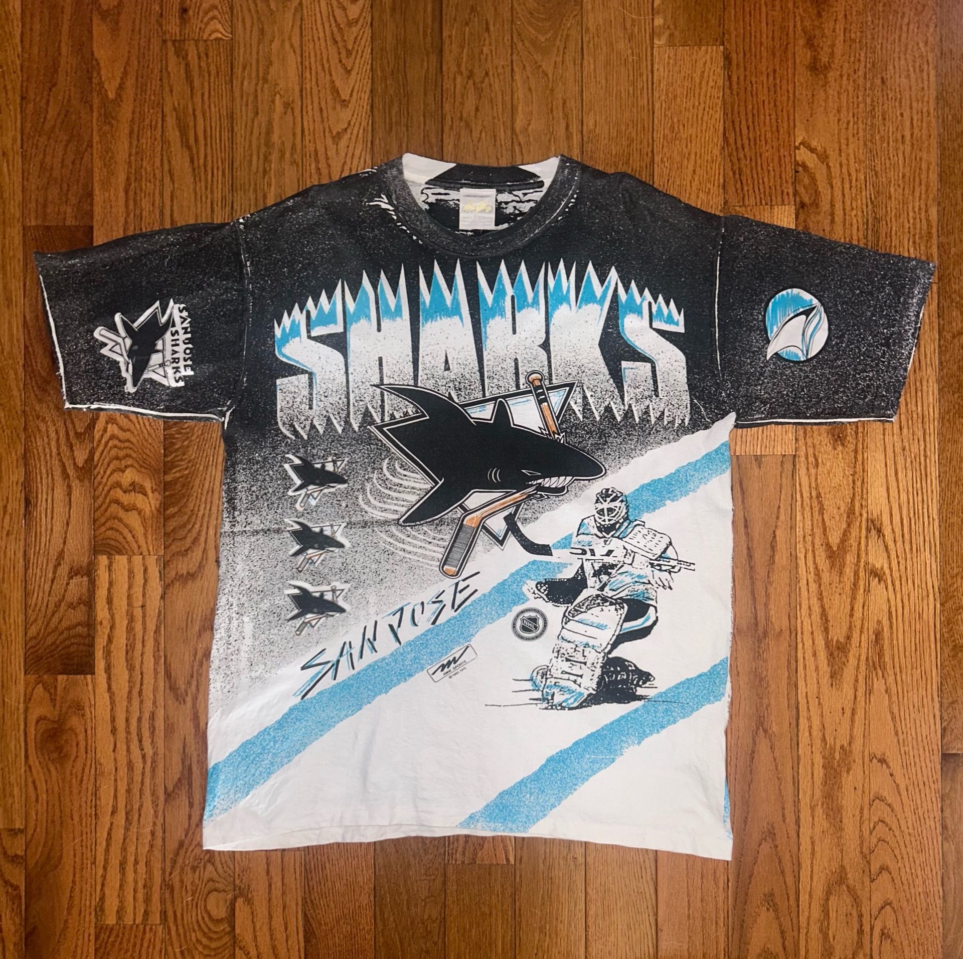 San Jose Sharks 1991 Magic Johnson AOP Vintage T Shirt Size XL - Main Image
