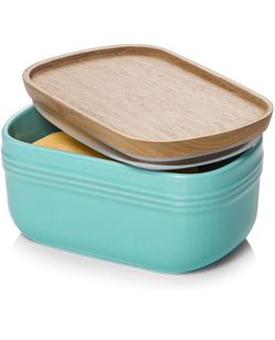 DOWAN Ceramic Butter Dish, Extra Large Butter Keeper for Countertop or Fridge, Airtight Holder
