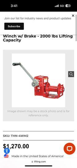 Thern 4WM2 Worm Gear Hand Winch w/ Brake - 2000 lbs Lifting Capacity