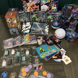 Pokemon ETC Lot Lunch Box, Tins, Dice And More