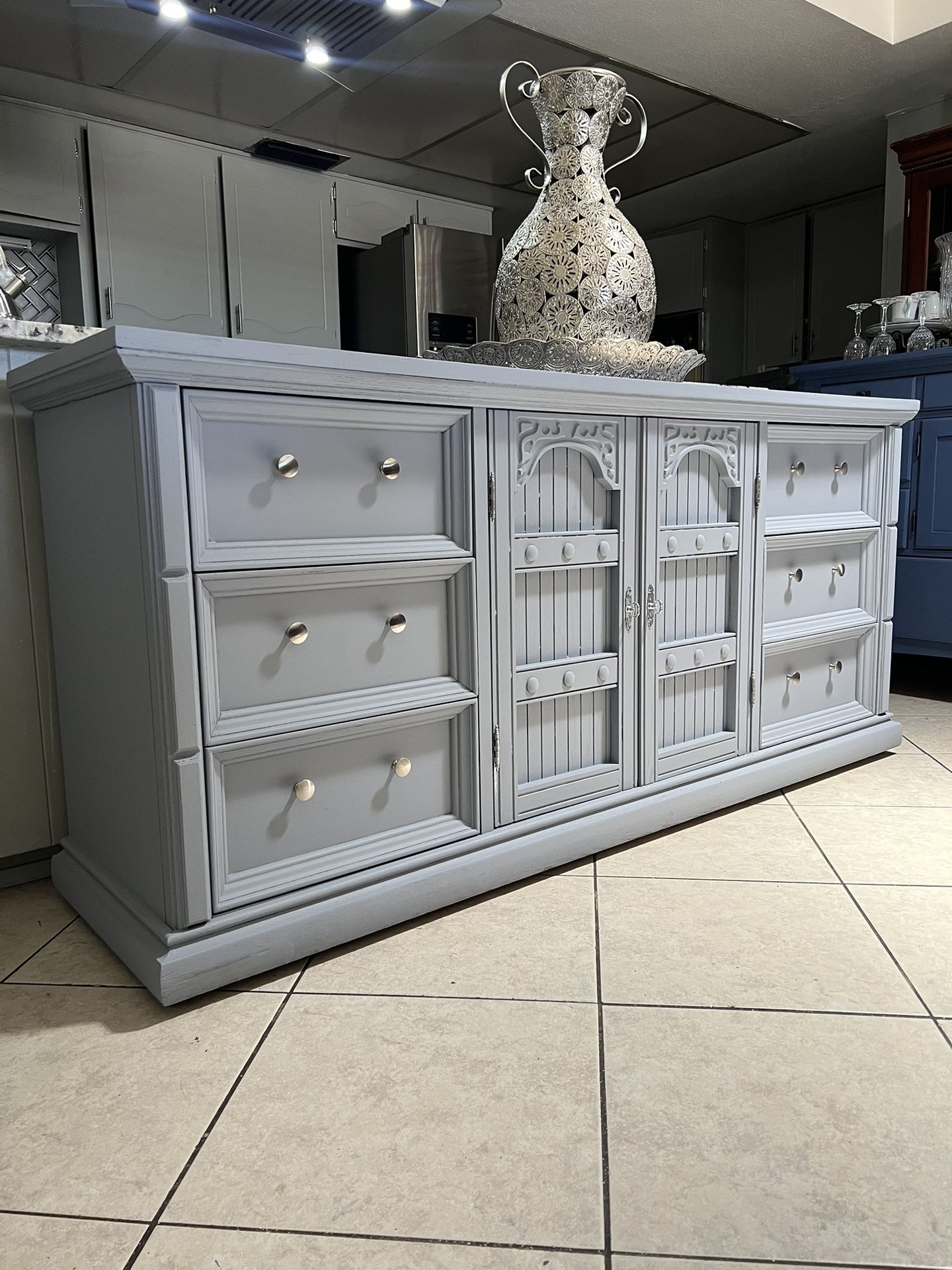 Large Dusty Blue Dresser By Ayers Furniture