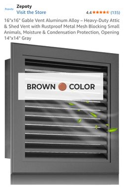 16"x16" Gable Vent Aluminum Alloy – Heavy-Duty Attic & Shed Vent with Metal Mesh Blocking Small Animals, Moisture & Condensation Protection, Opening 1