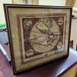 America Fiue India Nova Framed Map Reproduction Vintage