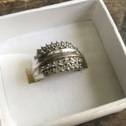 Diamond Ring, Sterling Silver 