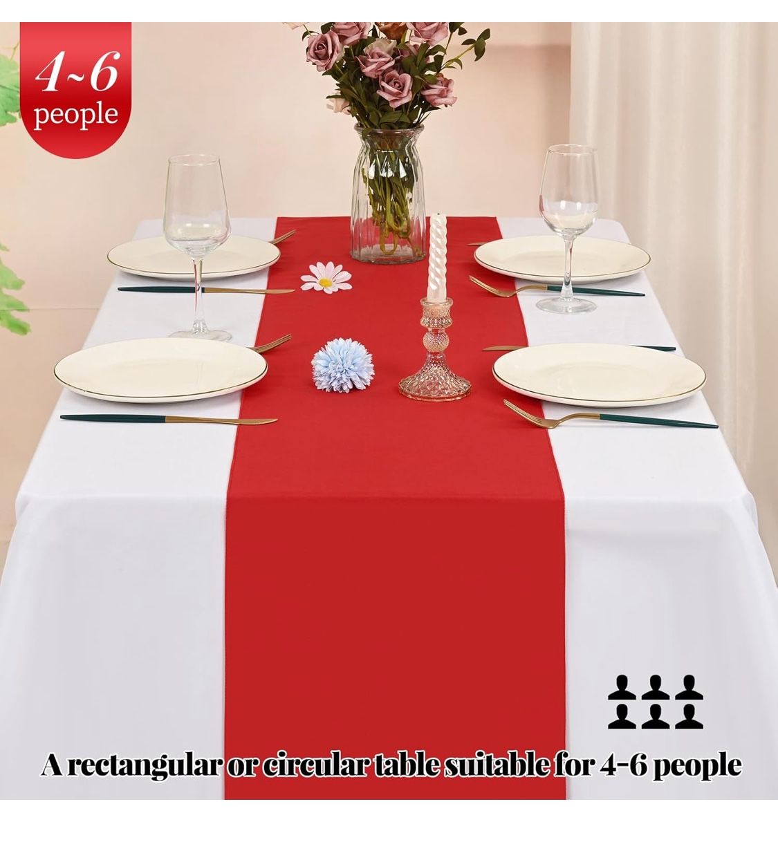 Table Runners Set Of 12 Color RED - 96inches Long - Brand New