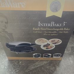 Interbake 3  Family Sized Interchangeable Baker  By Villaware for waffles or  quesadillas