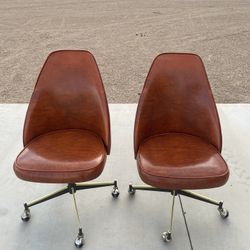1970s Burnt Orange Swivel Chairs 